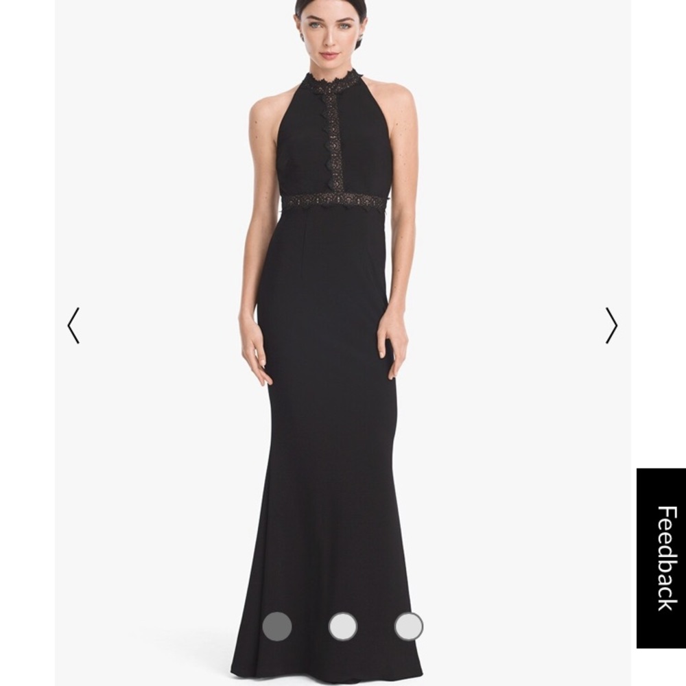 WHBM Long Black Halter Cocktail Dress sz 4